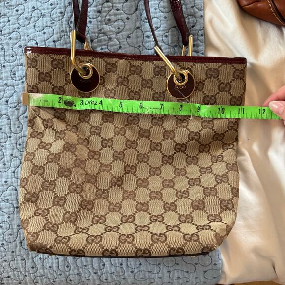 GUCCI Eclipse Small Tote In Canvas Red Designer Logo Bag bucket shoulder - Picture 11 of 16